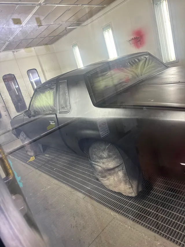 Gray coupe — painting progress — Stop N Go auto body & paint, Stone Mountain GA
