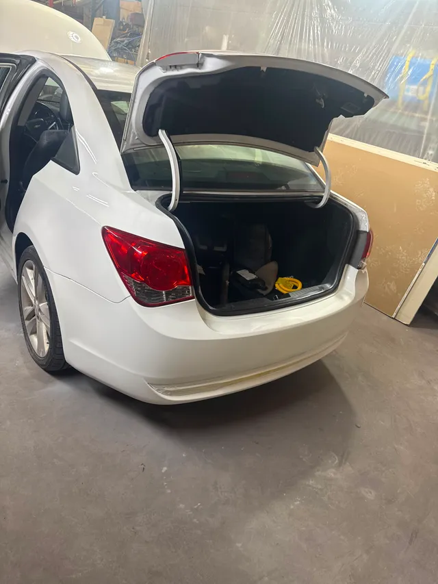 White sedan — collision progress — Stop N Go auto body & paint, Stone Mountain GA