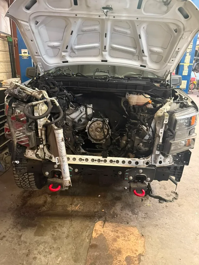 Silver truck — collision before — Stop N Go auto body & paint, Stone Mountain GA