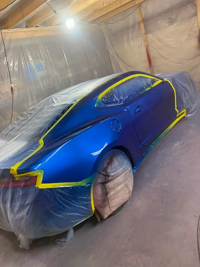 Blue coupe — painting progress — Stop N Go auto body & paint, Stone Mountain GA