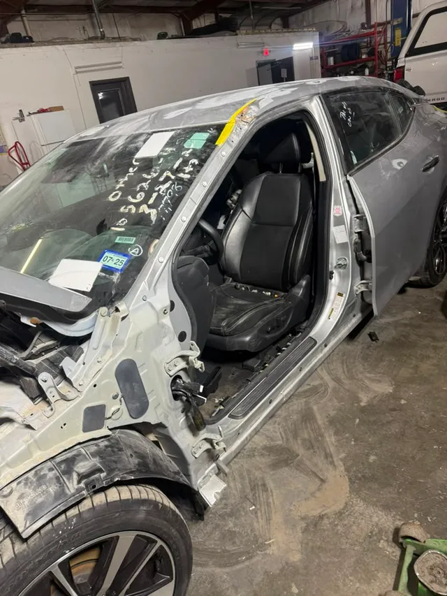 Silver sedan — collision before — Stop N Go auto body & paint, Stone Mountain GA