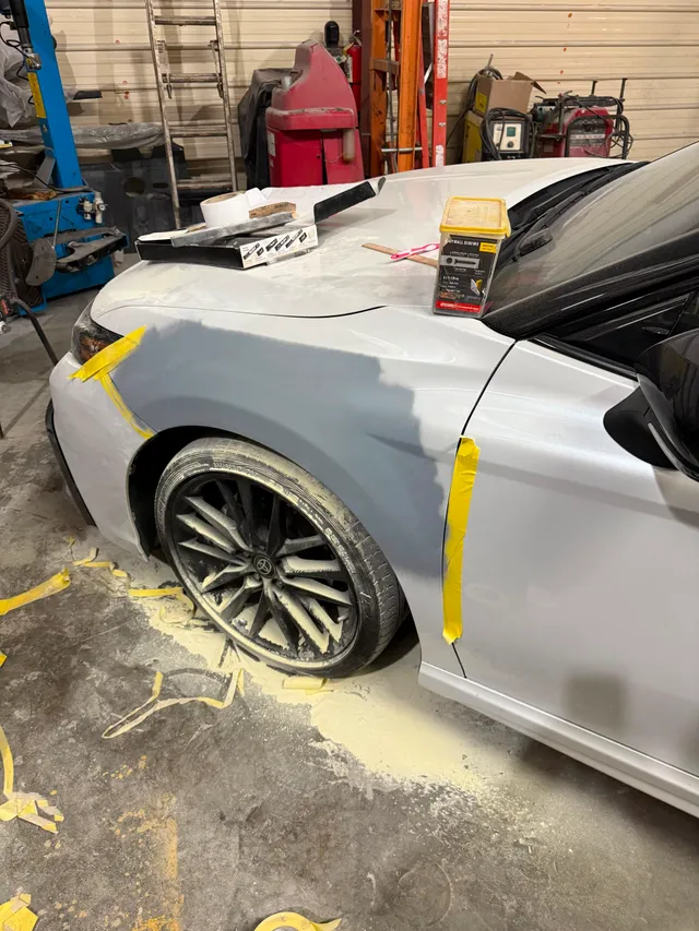 Silver sedan — painting before — Stop N Go auto body & paint, Stone Mountain GA